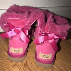 UGG girls hot pink Bailey Bow boots